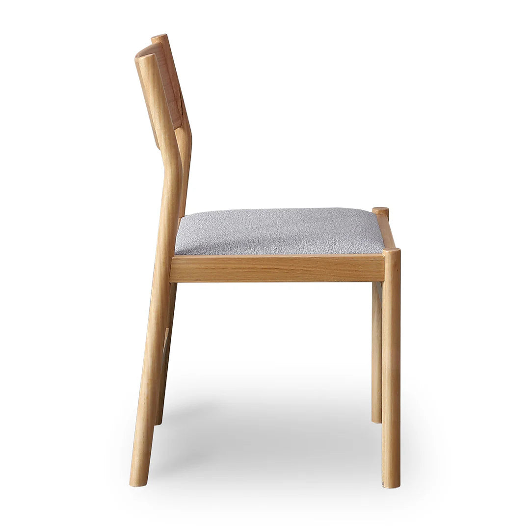Ingram | Coastal Moon Grey Fabric Natural Black Wooden Dining Chairs | Set Of 2 | Natural