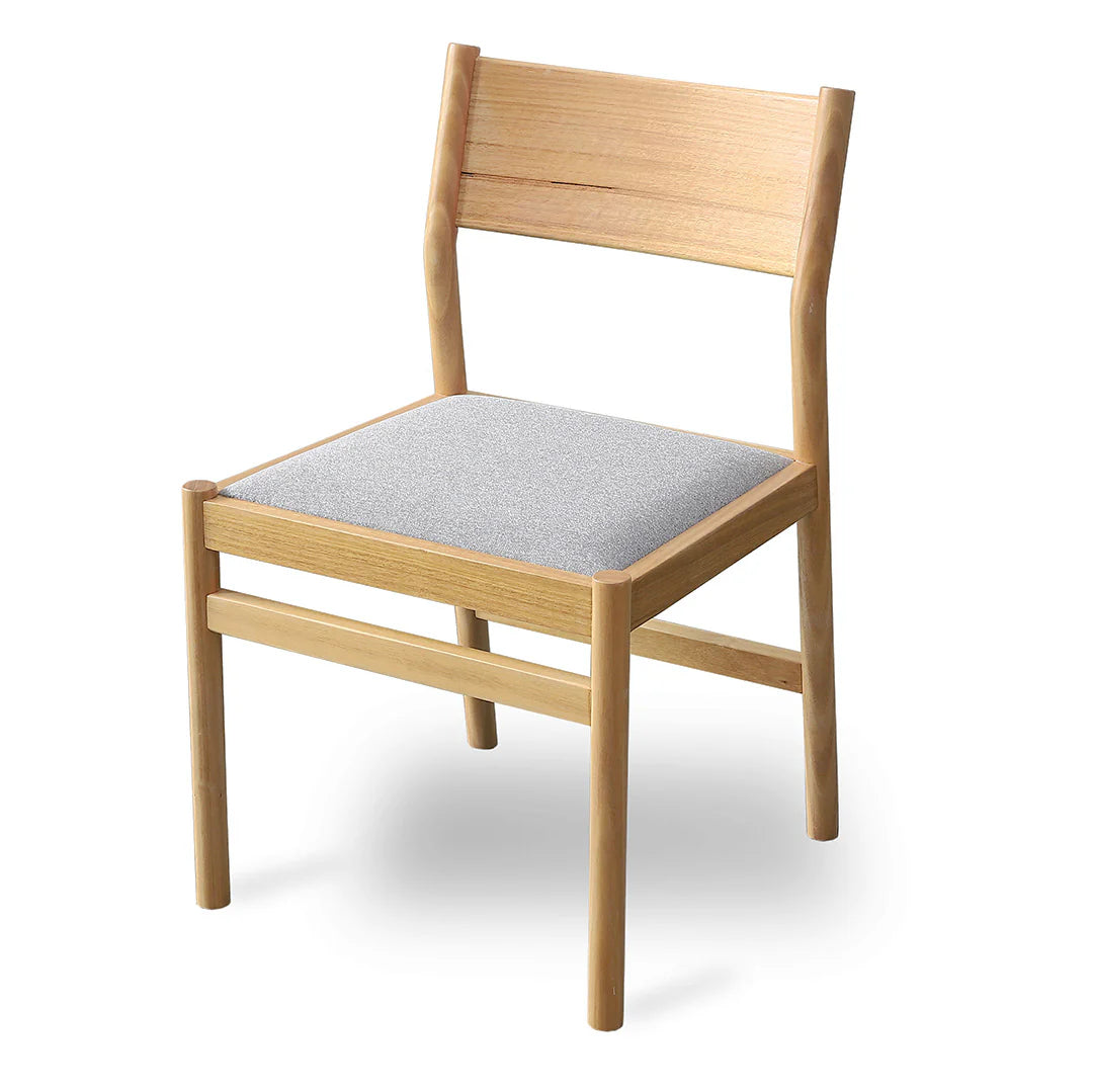 Ingram | Coastal Moon Grey Fabric Natural Black Wooden Dining Chairs | Set Of 2 | Natural