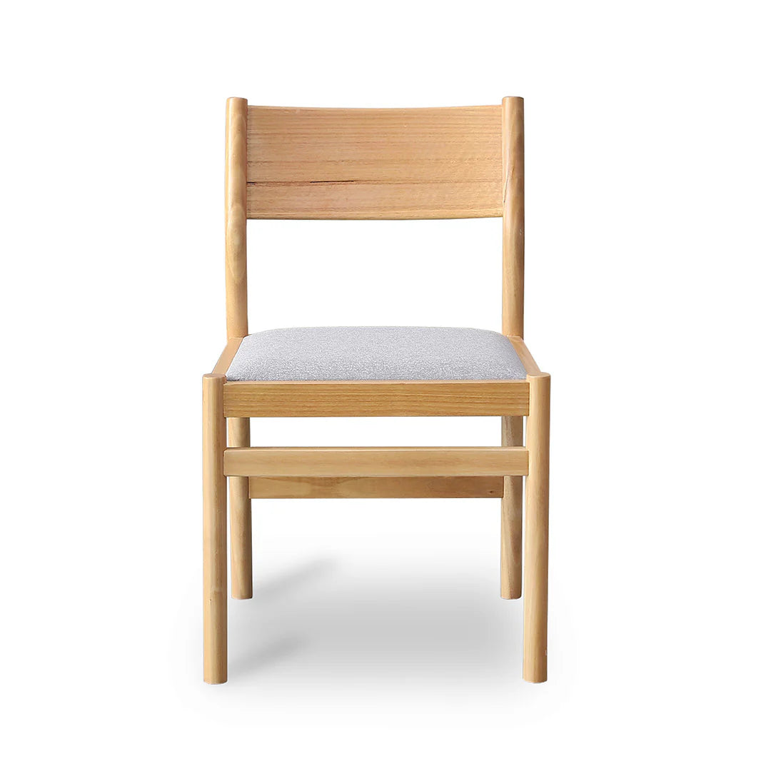 Ingram | Coastal Moon Grey Fabric Natural Black Wooden Dining Chairs | Set Of 2 | Natural