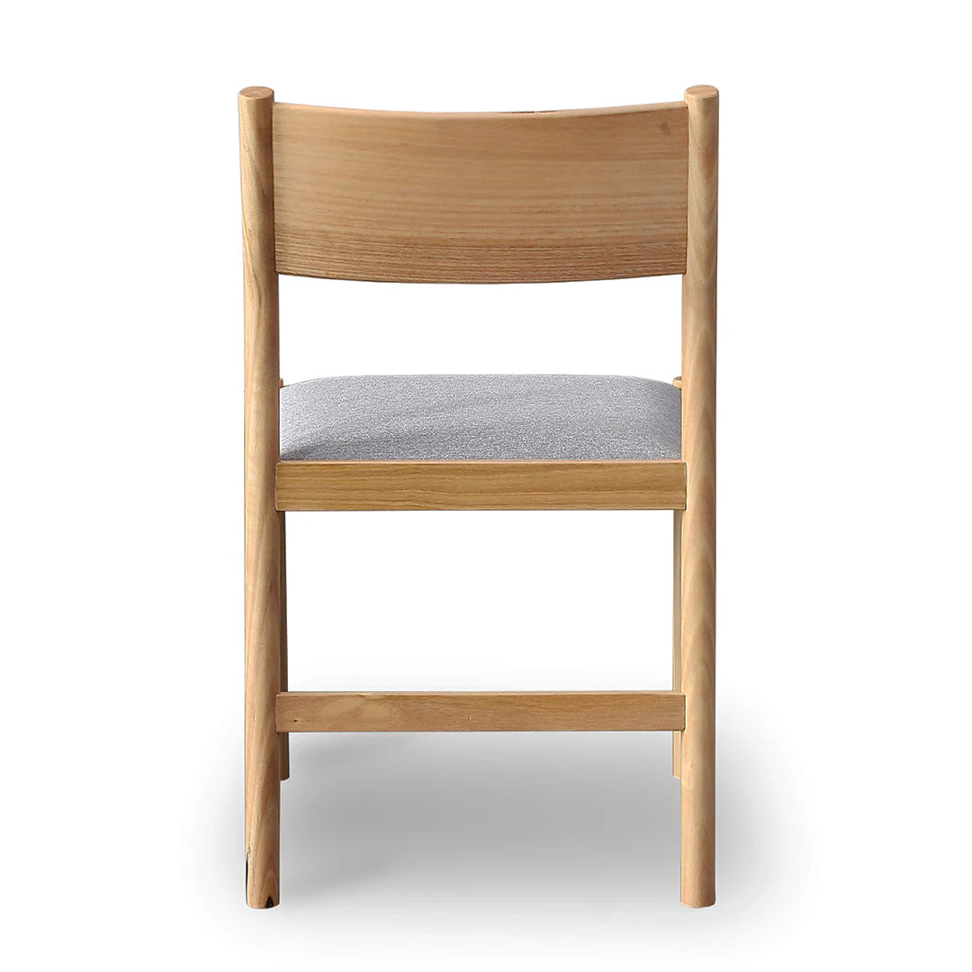 Ingram | Coastal Moon Grey Fabric Natural Black Wooden Dining Chairs | Set Of 2 | Natural