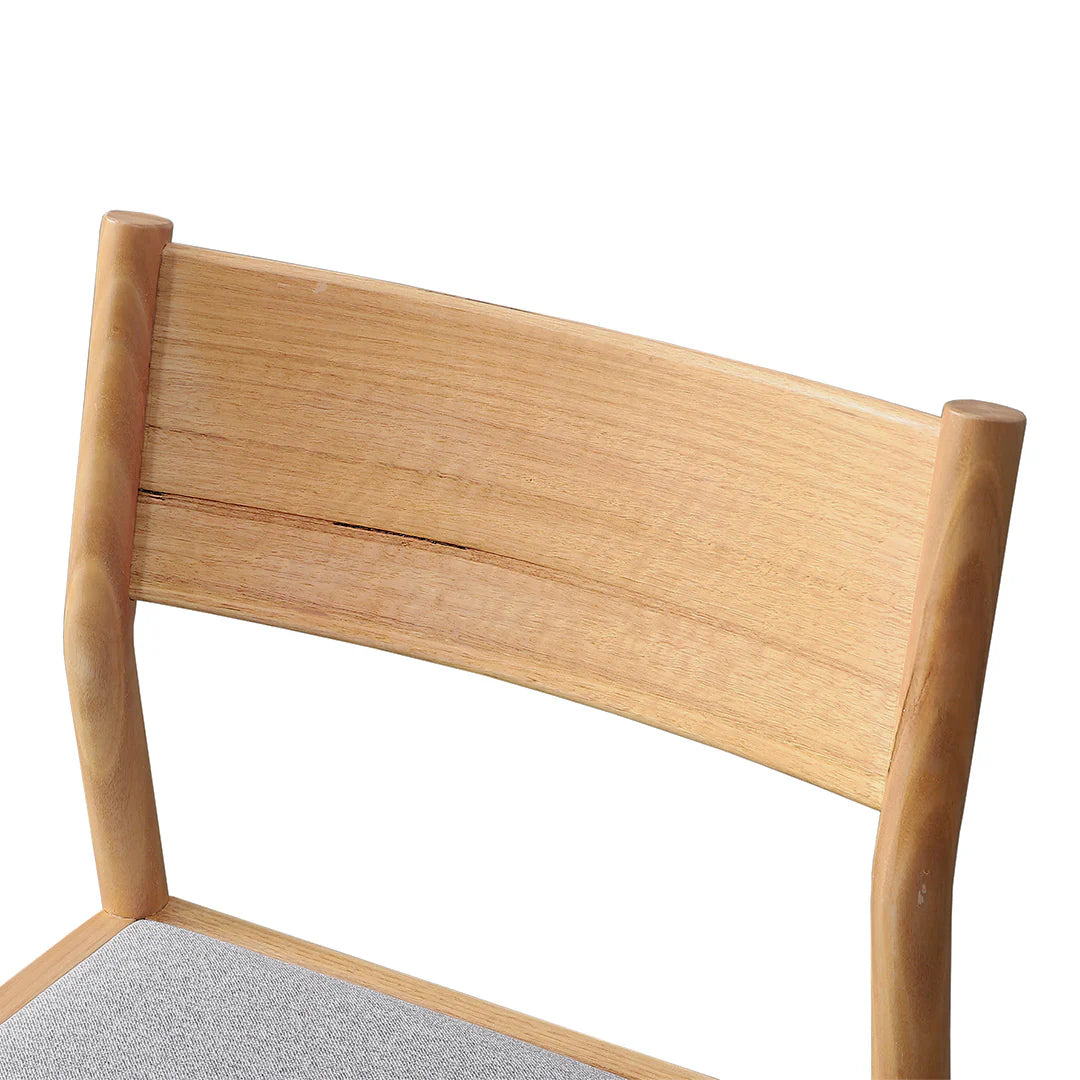 Ingram | Coastal Moon Grey Fabric Natural Black Wooden Dining Chairs | Set Of 2 | Natural