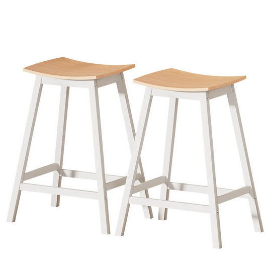 Coastal Country White Wooden Bar Stools Set Of 2