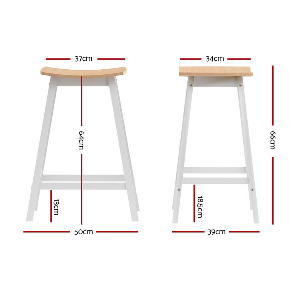 Coastal Country White Wooden Bar Stools Set Of 2