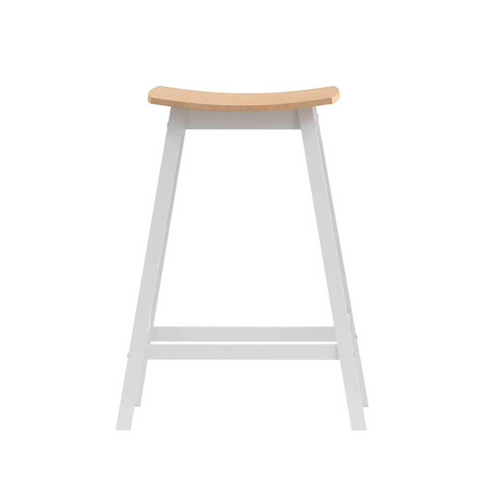 Coastal Country White Wooden Bar Stools Set Of 2