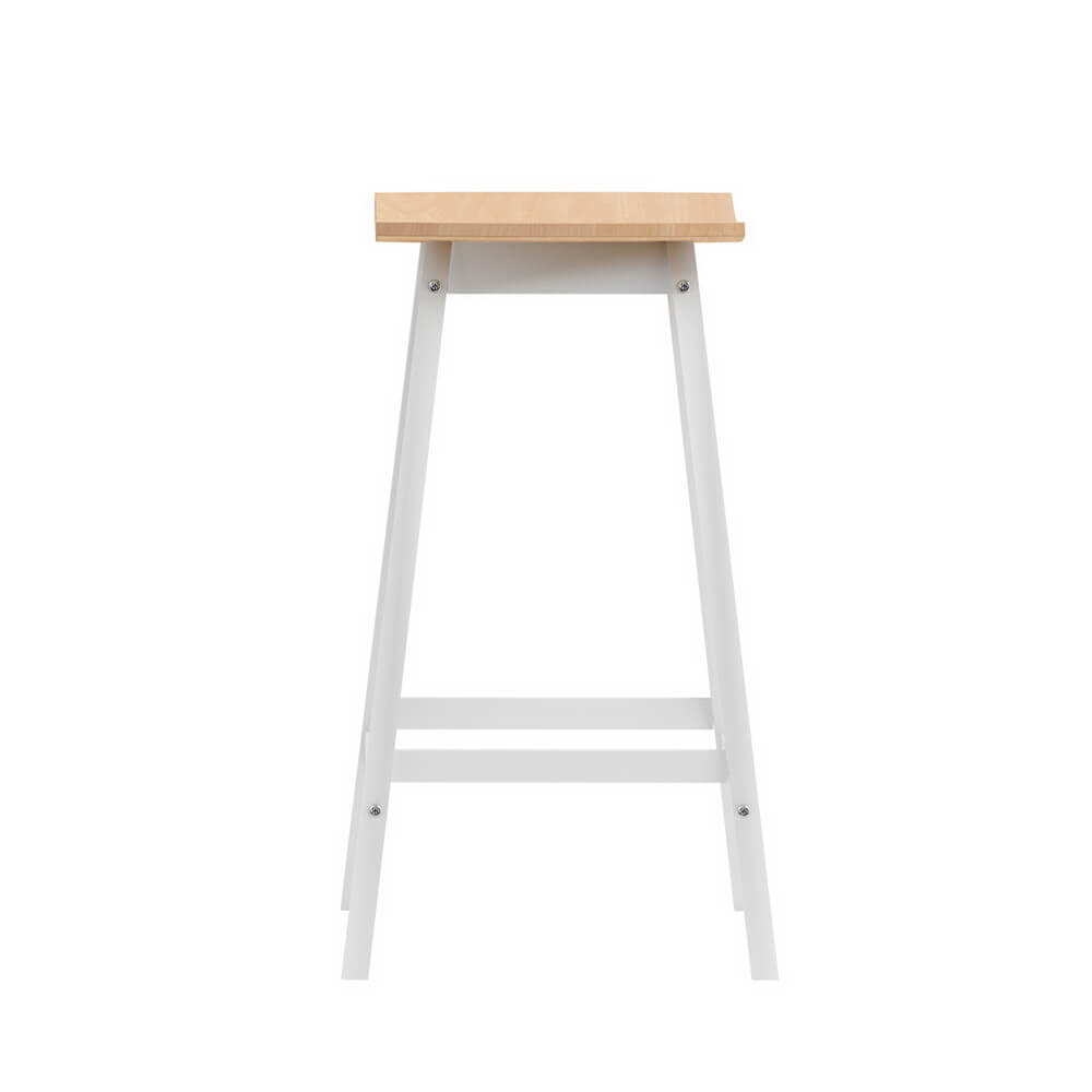 Coastal Country White Wooden Bar Stools Set Of 2