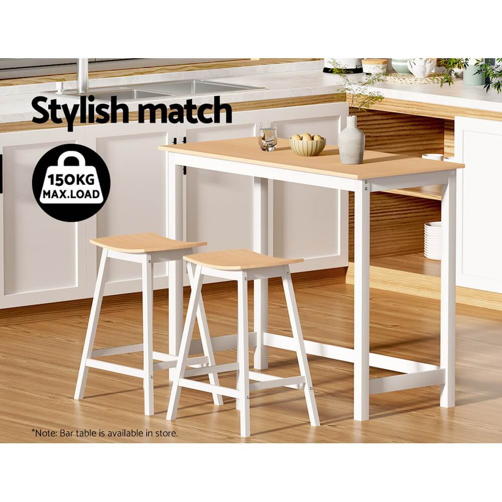 Coastal Country White Wooden Bar Stools Set Of 2
