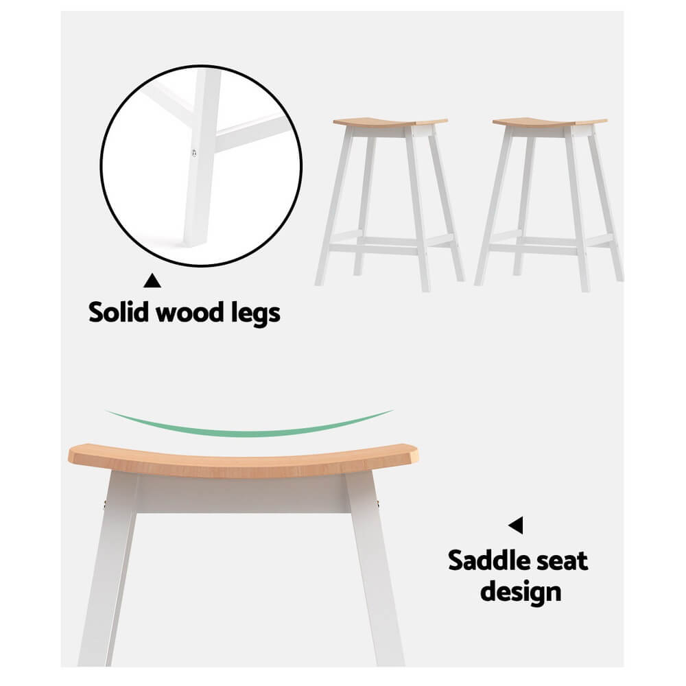 Coastal Country White Wooden Bar Stools Set Of 2