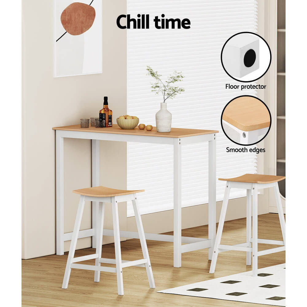 Coastal Country White Wooden Bar Stools Set Of 2