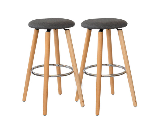 Jarvis | Modern Grey Fabric Wooden Bar Stools | Grey
