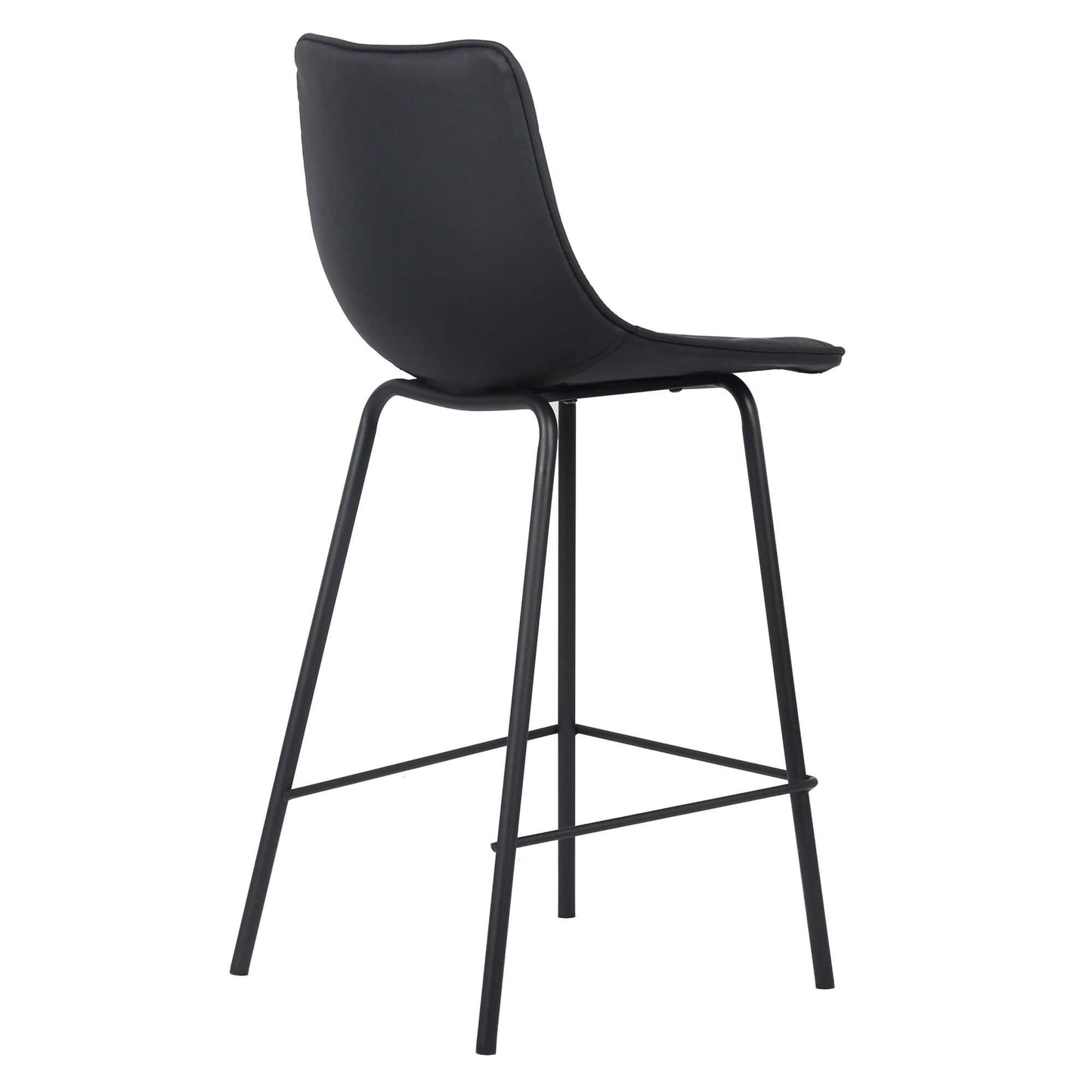 Jurien | Modern Metal PU Leather Bar Stools | Set Of 2 | Black