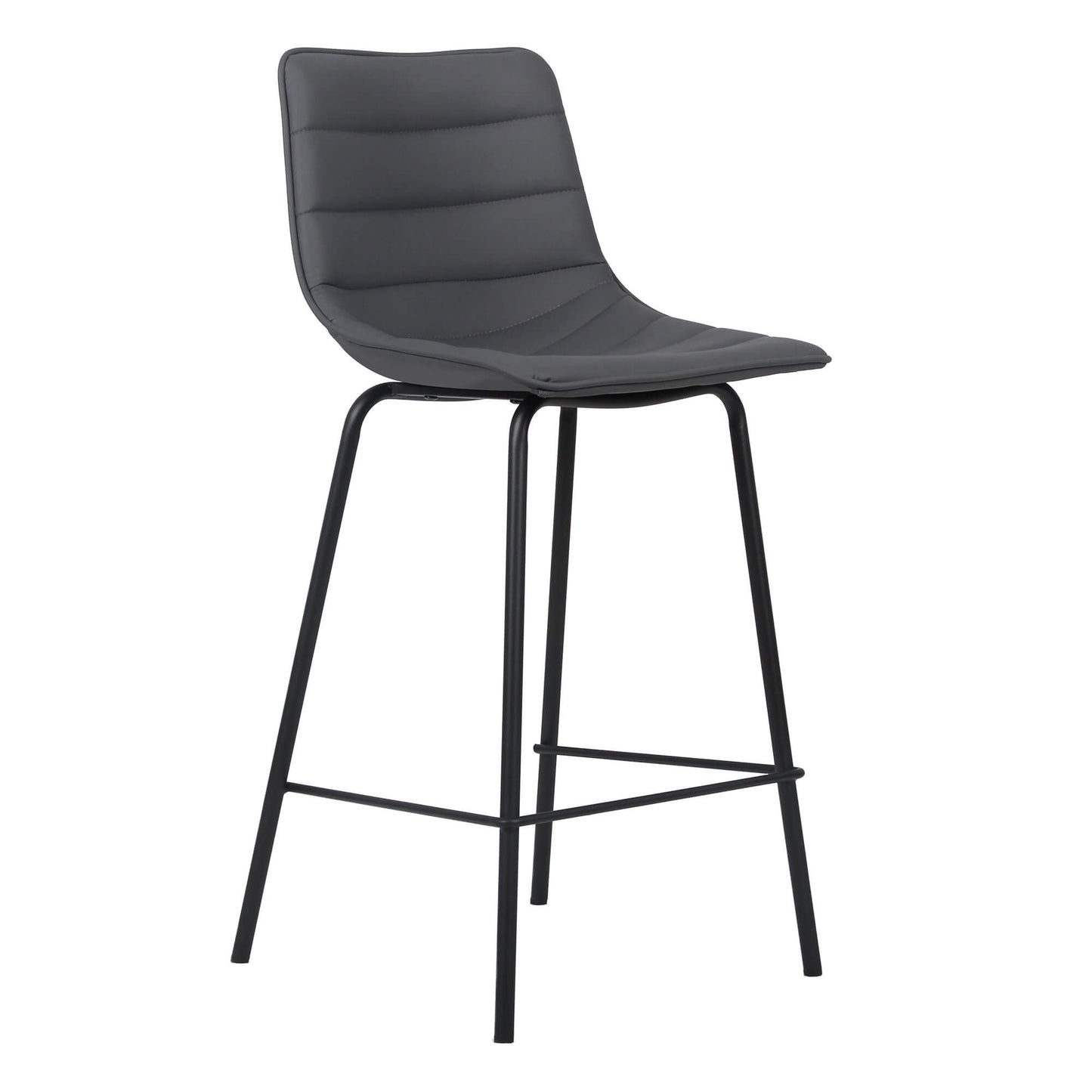 Jurien | Modern Metal PU Leather Bar Stools | Set Of 2 | Charcoal
