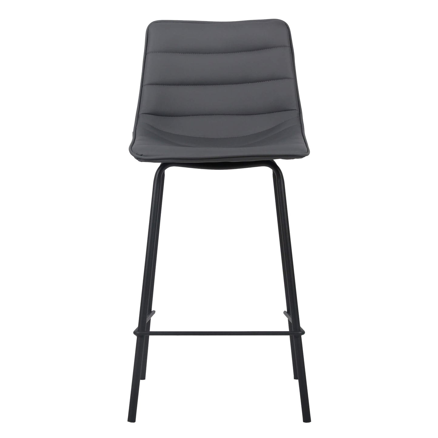 Jurien | Modern Metal PU Leather Bar Stools | Set Of 2 | Charcoal