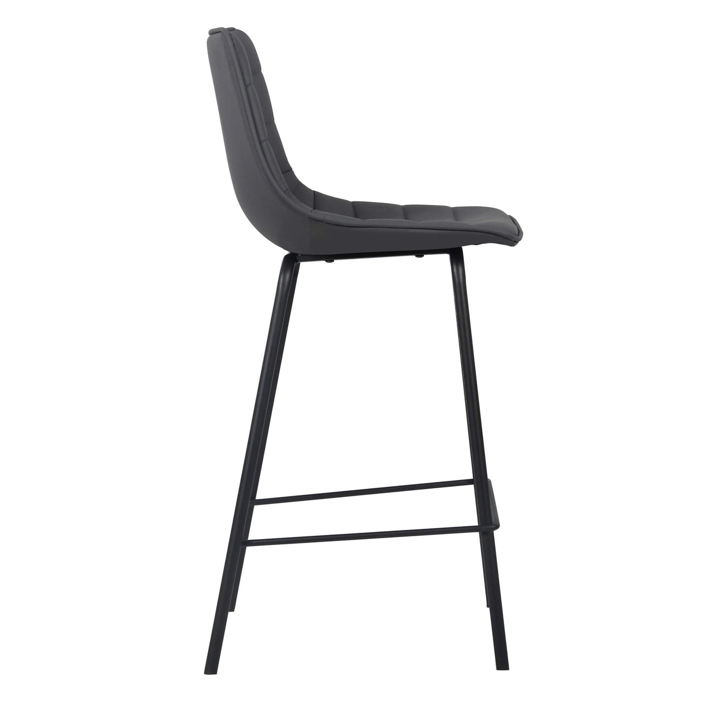 Jurien | Modern Metal PU Leather Bar Stools | Set Of 2 | Charcoal