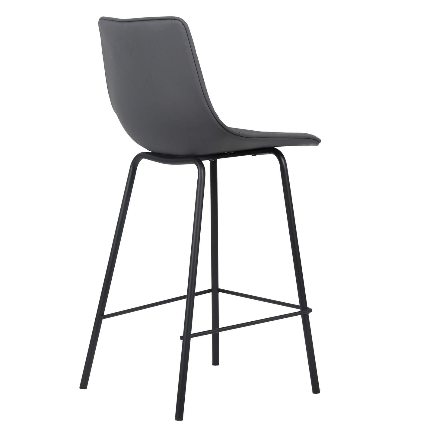 Jurien | Modern Metal PU Leather Bar Stools | Set Of 2 | Charcoal