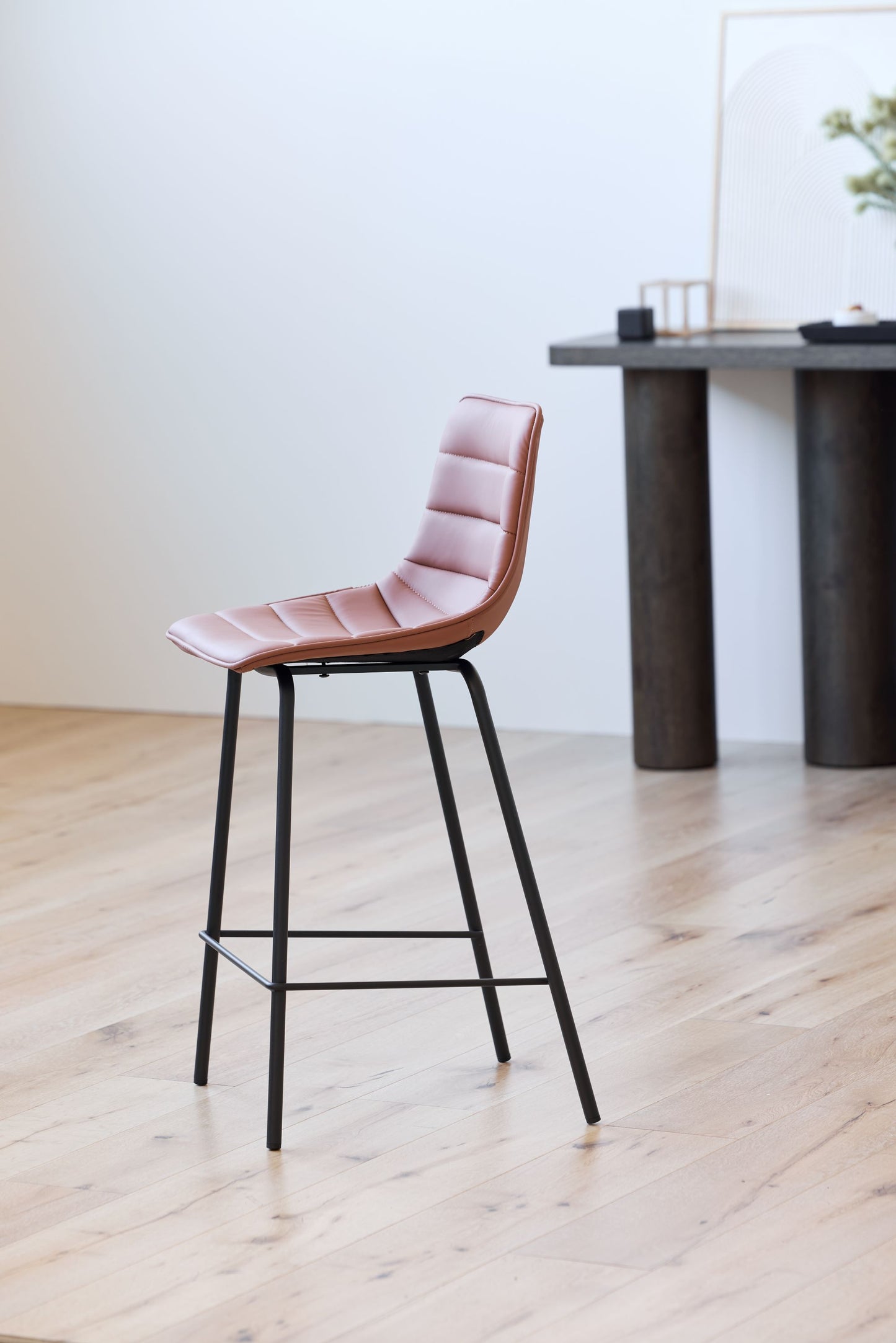 Jurien | Modern Metal PU Leather Bar Stools | Set Of 2 | Tan
