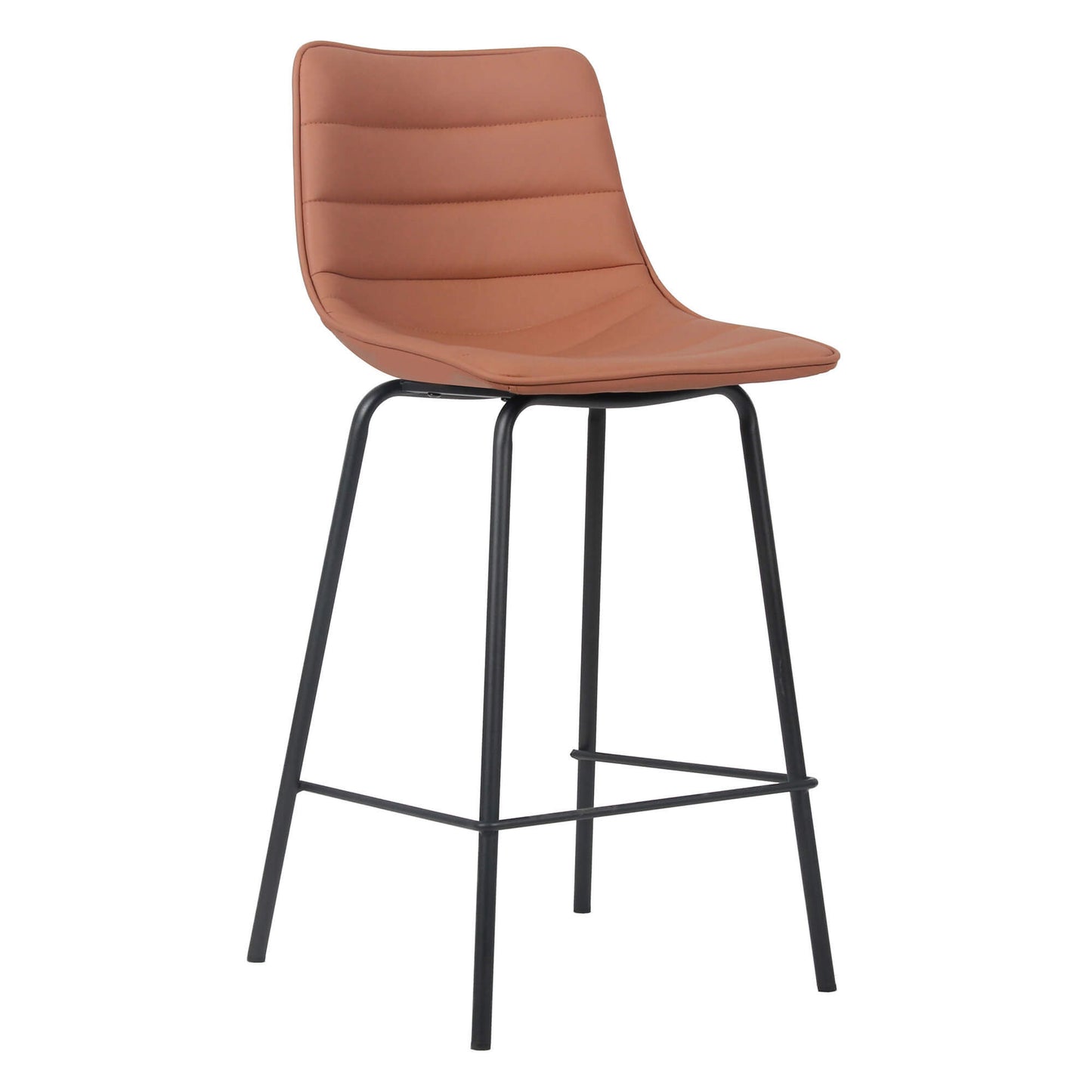 Jurien | Modern Metal PU Leather Bar Stools | Set Of 2 | Tan