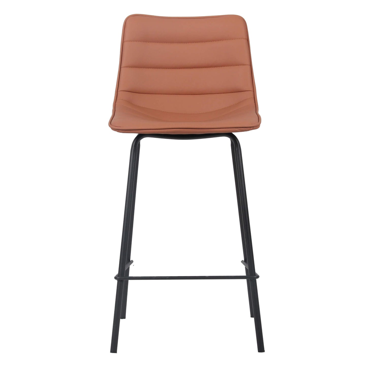 Jurien | Modern Metal PU Leather Bar Stools | Set Of 2 | Tan