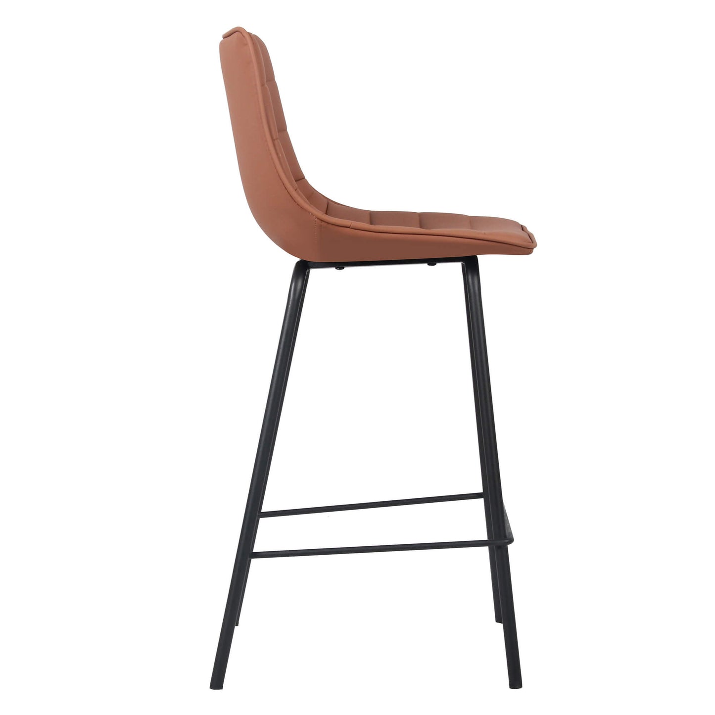 Jurien | Modern Metal PU Leather Bar Stools | Set Of 2 | Tan