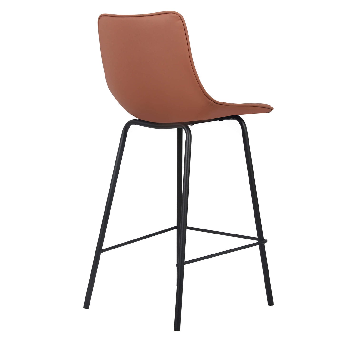 Jurien | Modern Metal PU Leather Bar Stools | Set Of 2 | Tan