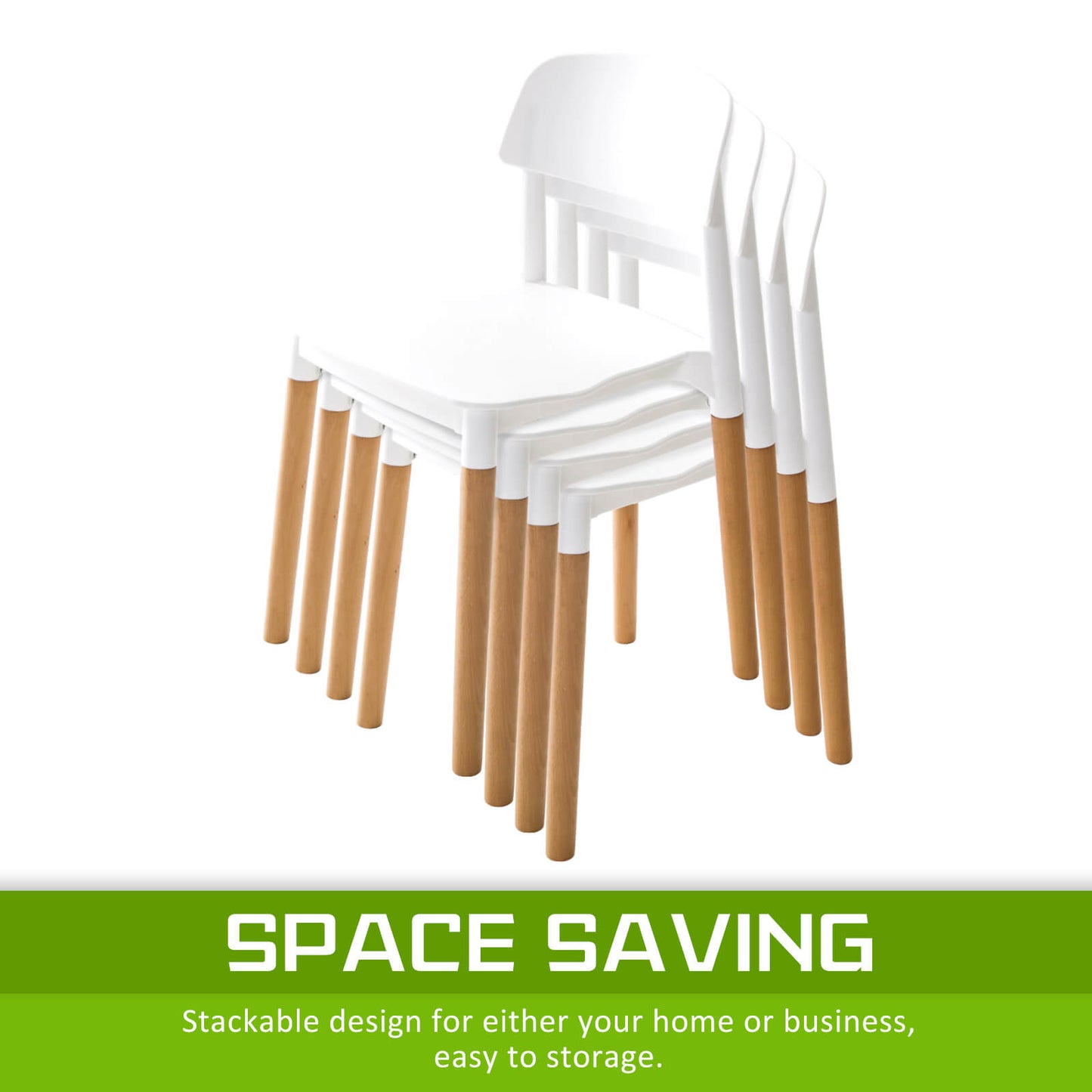 Kelsey | Modern Black And White Plastic Wooden Dining Chairs | Set Of 2 | White