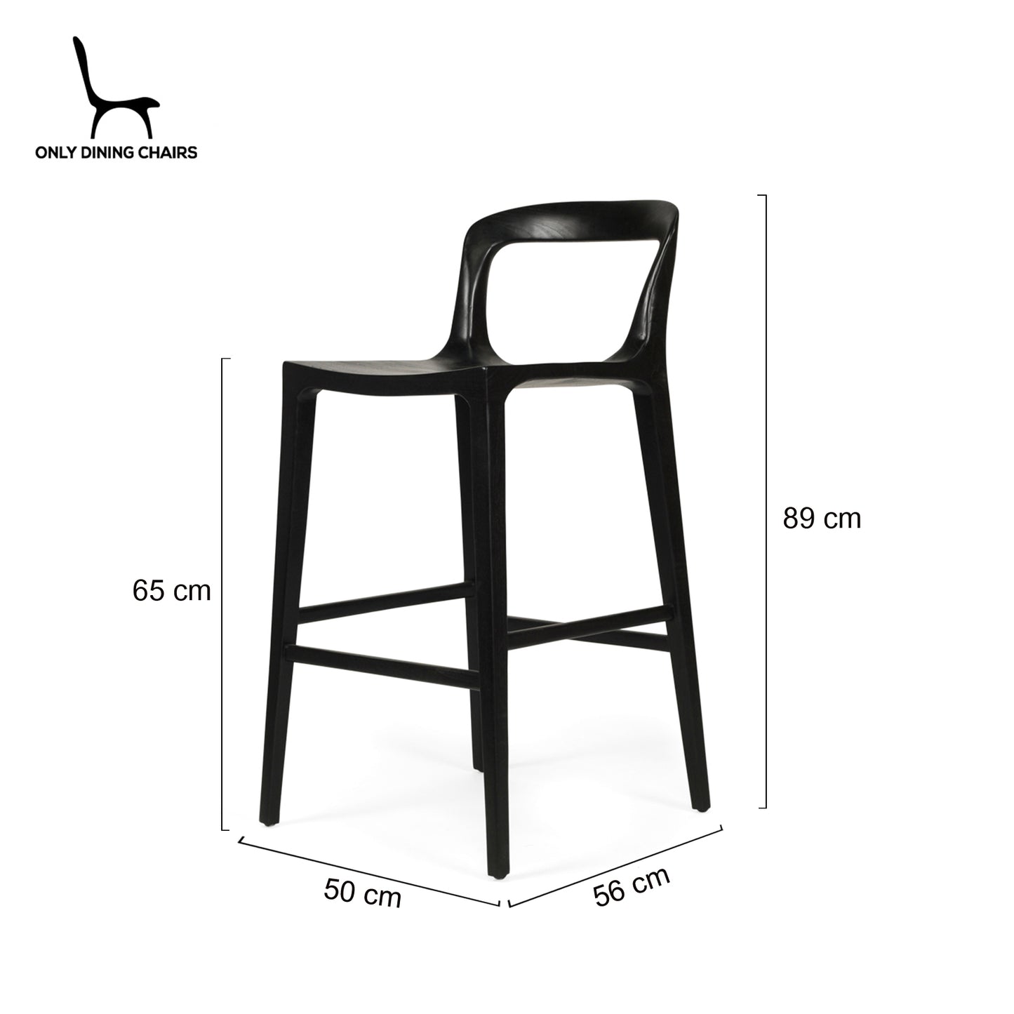 Laguna | Coastal Black Natural Wooden Bar Stools | Black