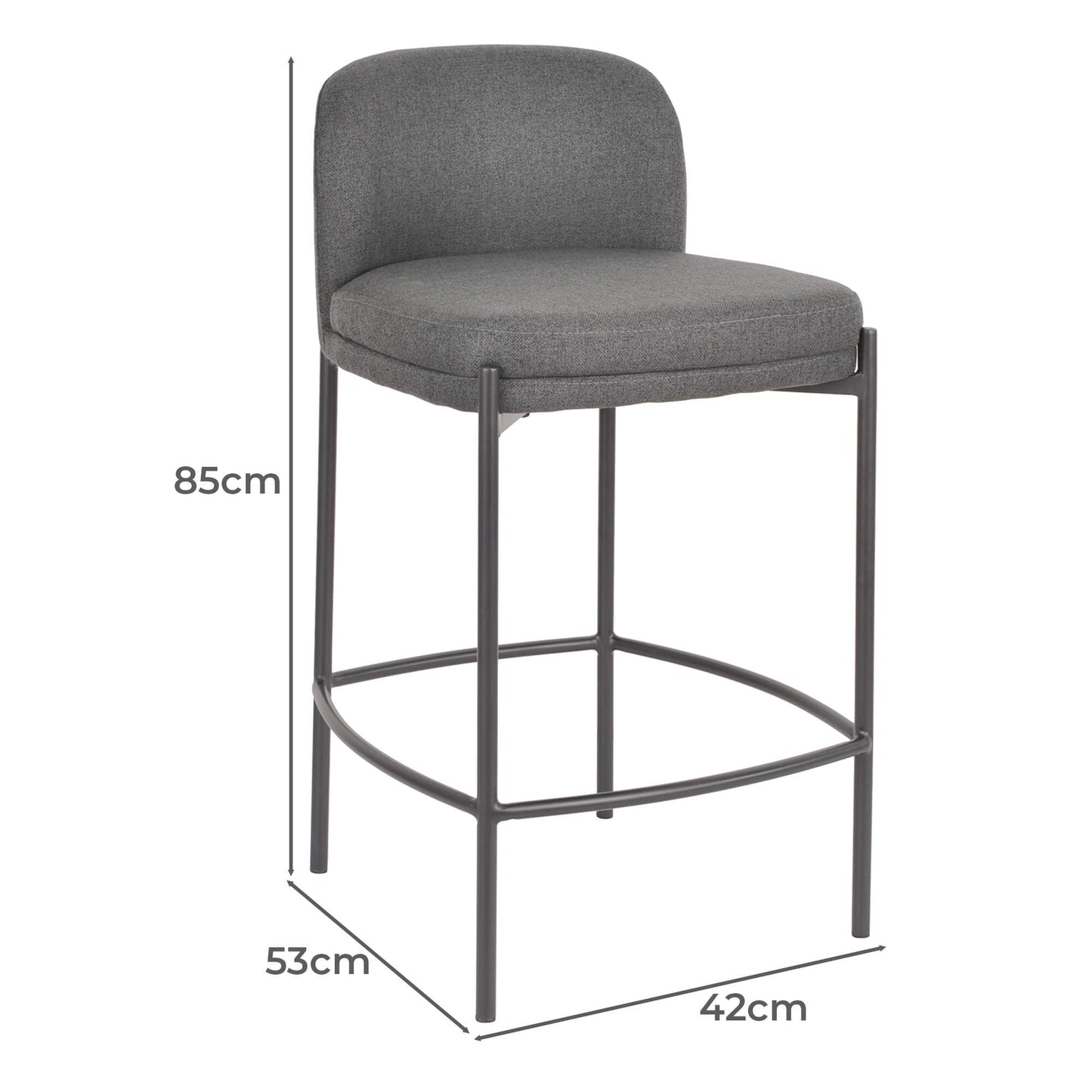 Lanai | Modern Fabric PU Leather Bar Stools | Set Of 2 | Grey