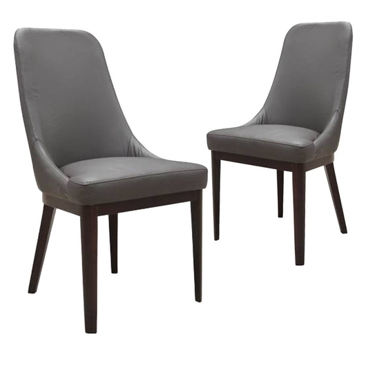 Langdon | Contemporary PU Leather Dining Chairs | Set Of 2 | Dark Grey