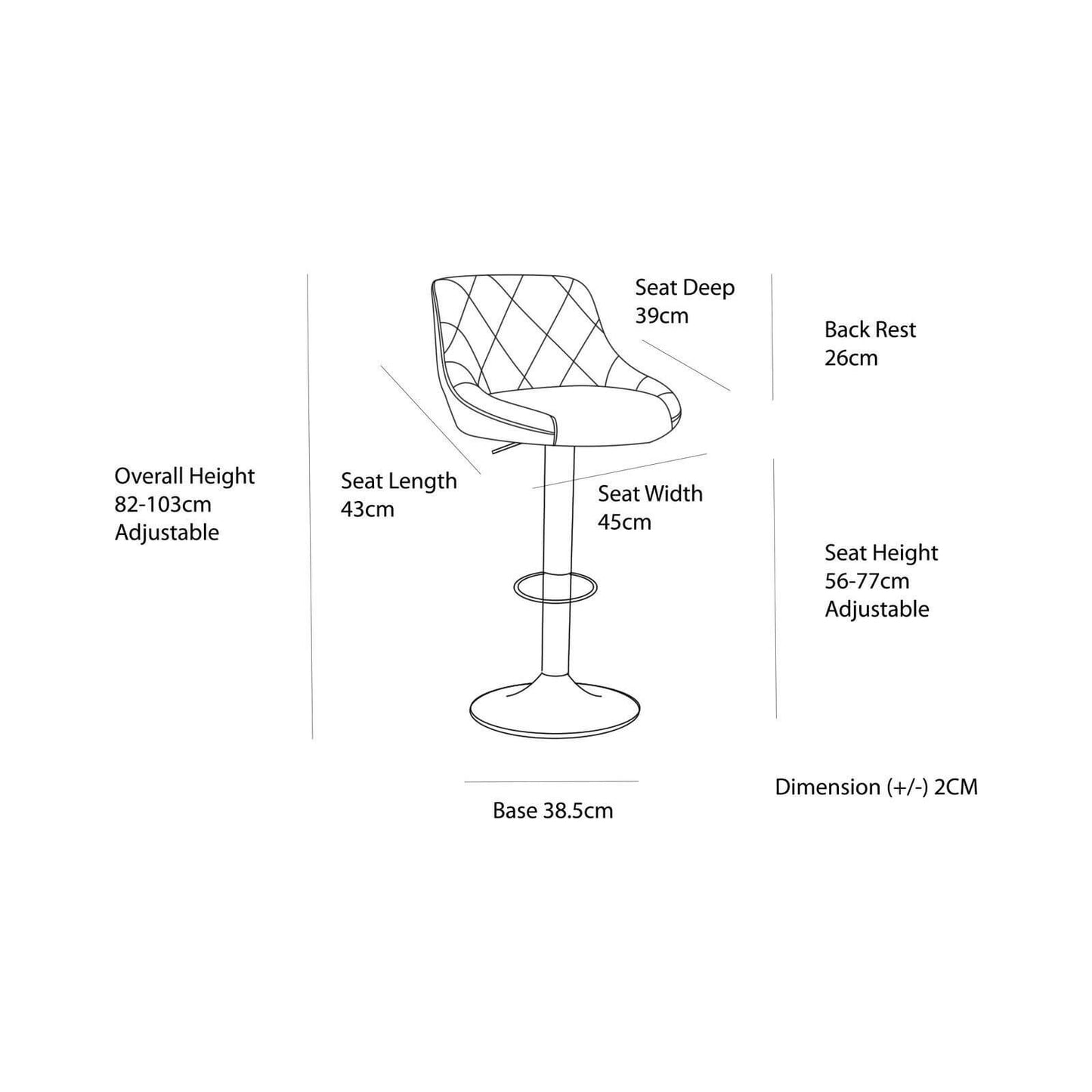 Liberty | Contemporary Black PU Leather Adjustable Bar Stools | Black