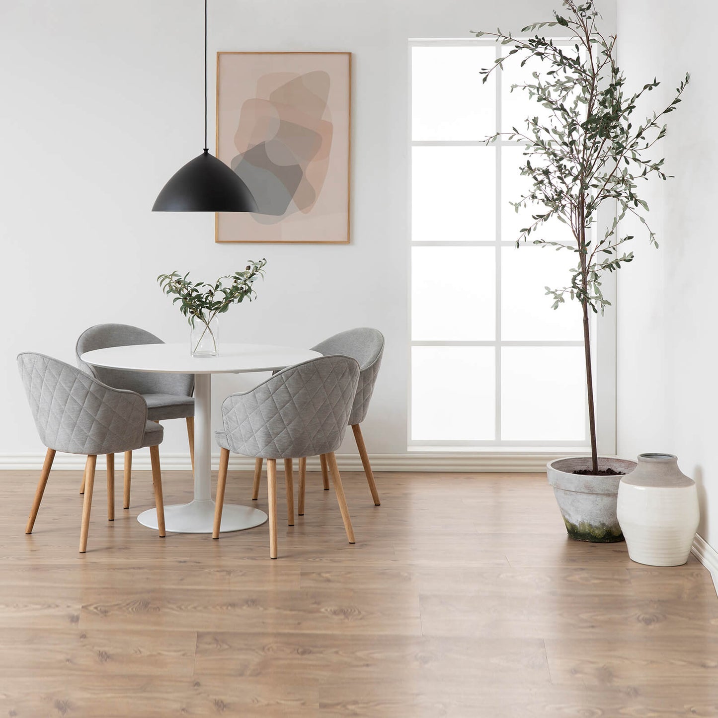 Lincoln | Metal Black White 1.1m Wooden Round Dining Table