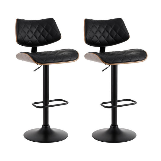 Modern Black Wooden PU Leather Bar Stools