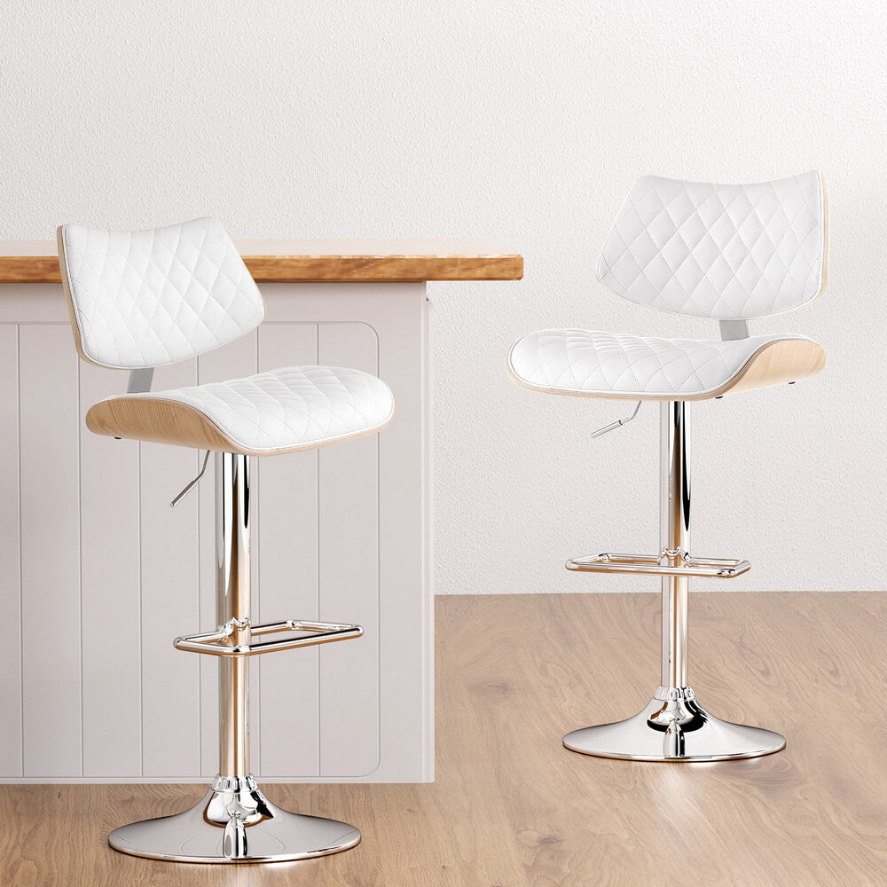 Modern White Wooden PU Leather Bar Stools
