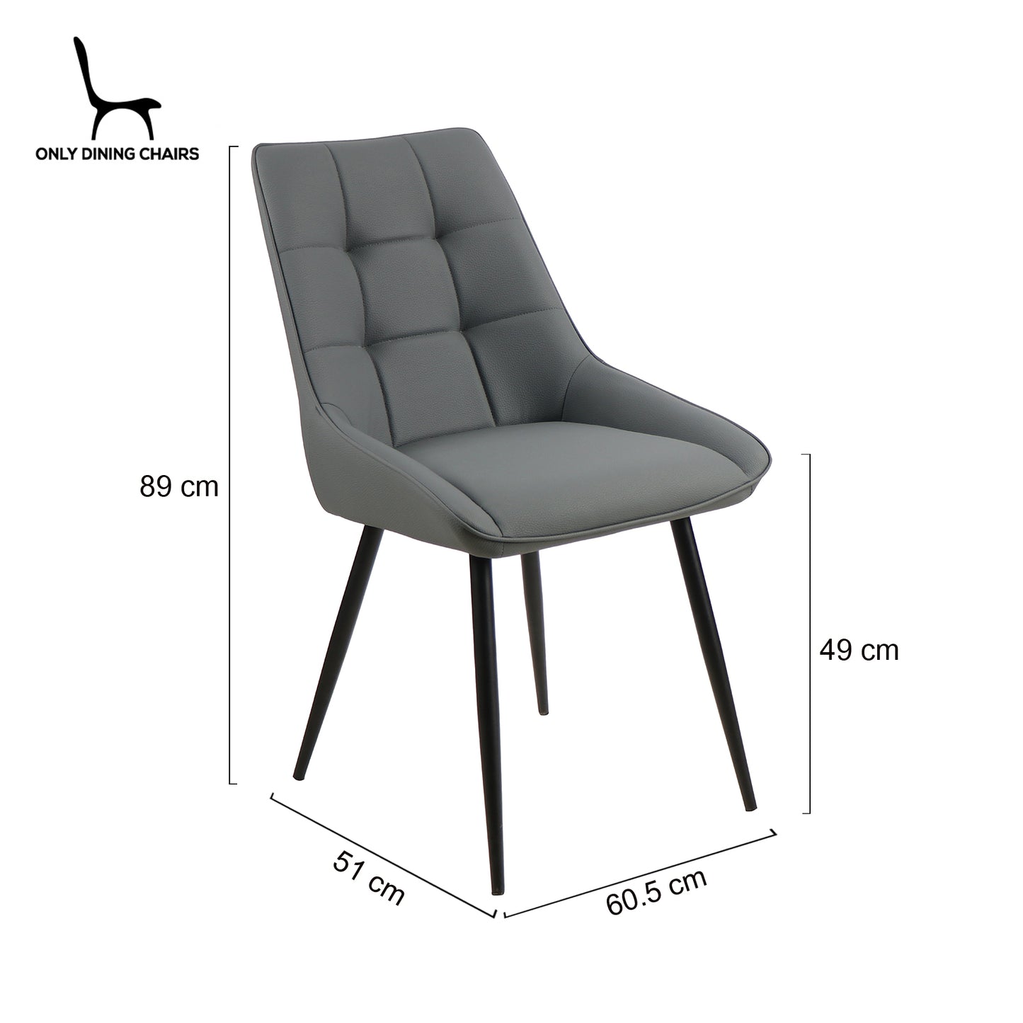 Lyon | Modern PU Leather Dining Chairs Set Of 2 | Charcoal