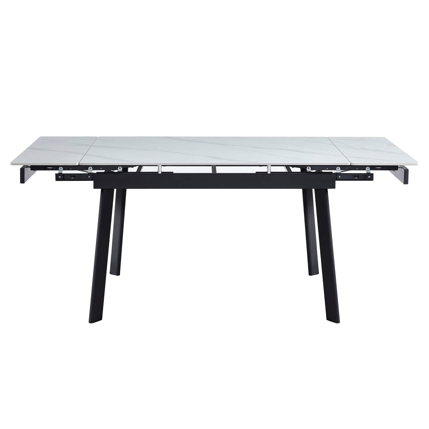 Macan | Metal Matte Snow White Ceramic 1.6 – 2.2m Extension Dining Table | Snow White