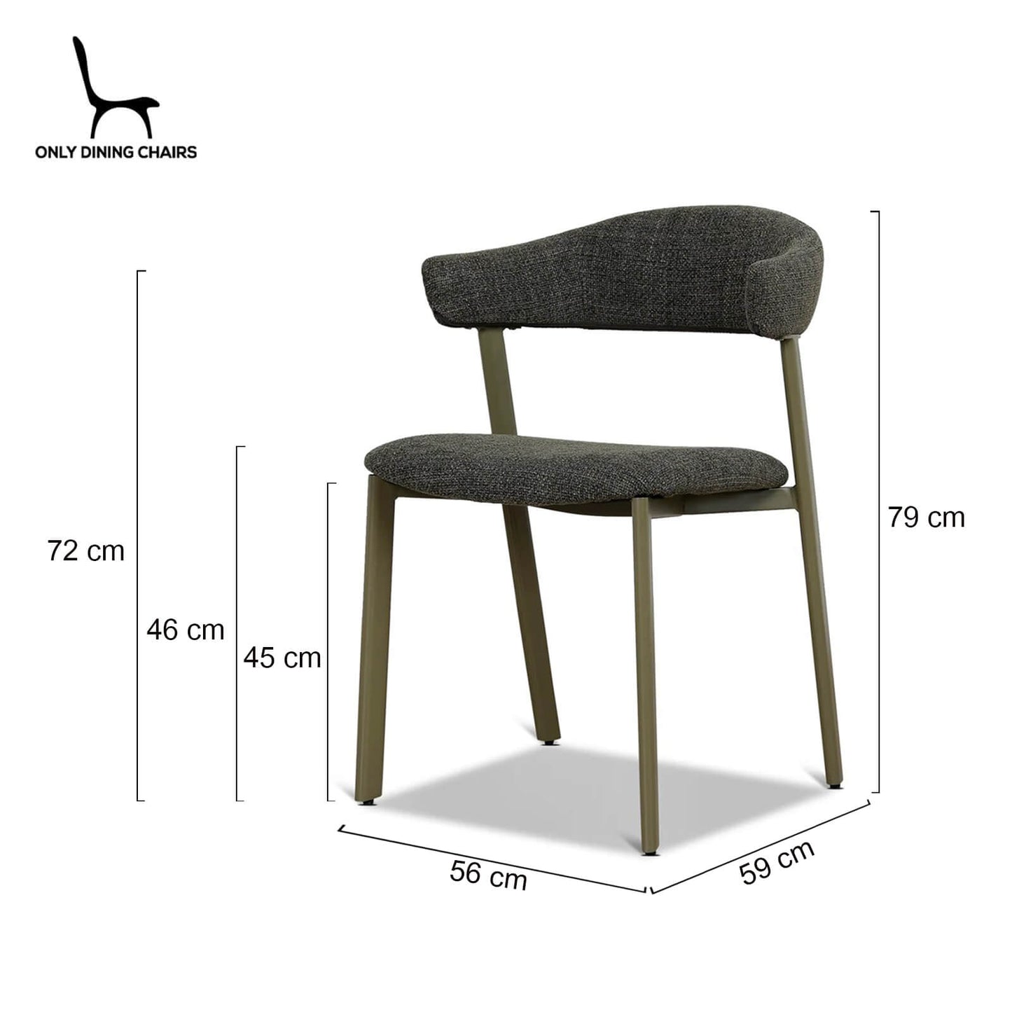 Macquarie | Modern Kaitoke Green Moss Brown Fabric Dining Chairs | Set Of 2 | Green
