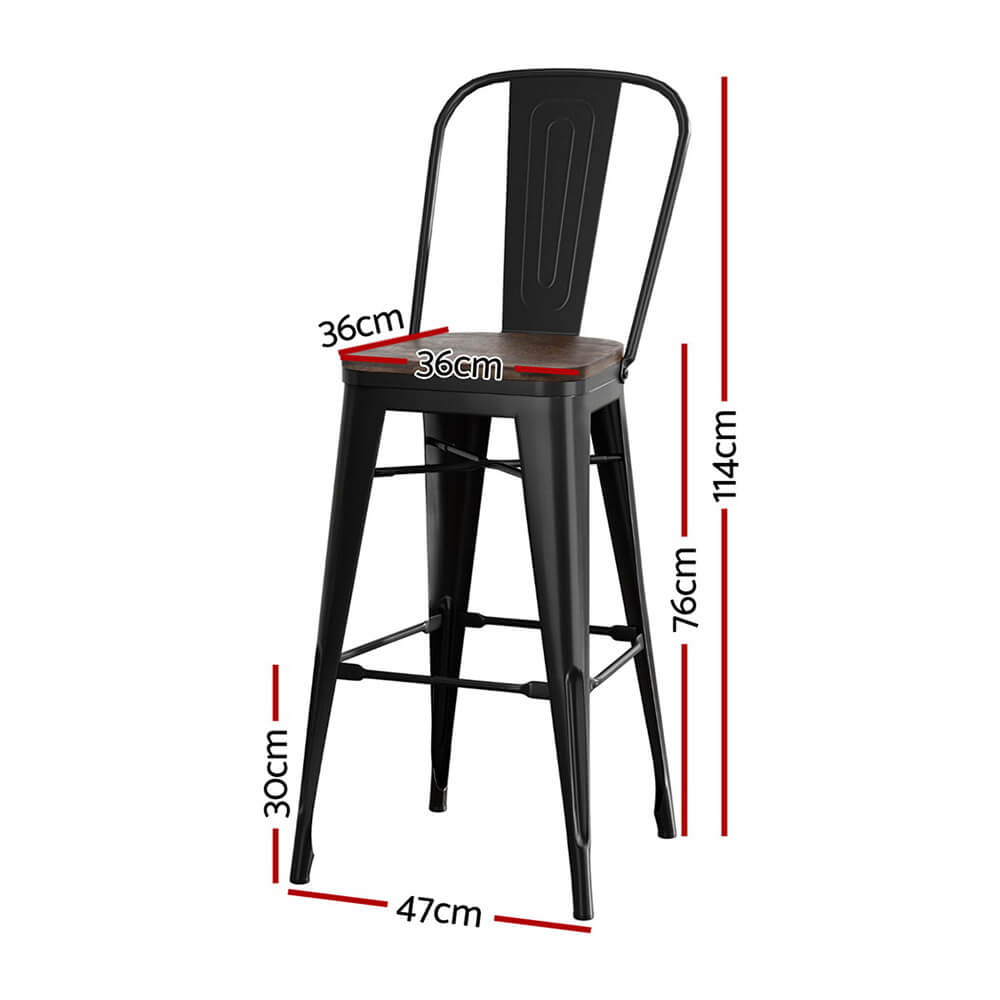 Madden | Industrial Black Wooden Metal Bar Stools | Black