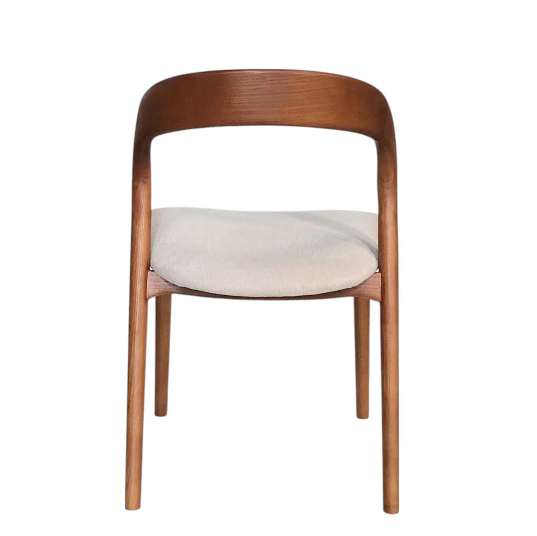 Maine | Coastal Scandinavian Style Fabric PU Leather Wooden Dining Chairs | Beige Walnut