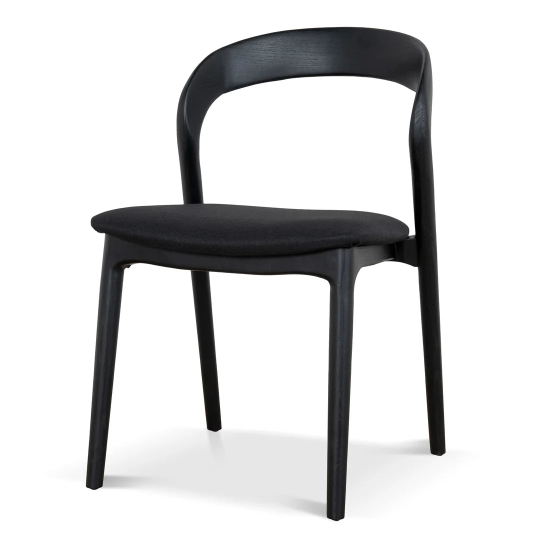 Maine | Coastal Scandinavian Style Fabric PU Leather Wooden Dining Chairs | Black