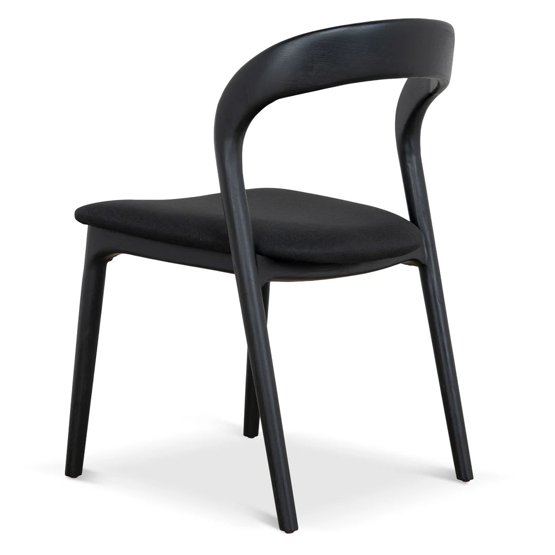 Maine | Coastal Scandinavian Style Fabric PU Leather Wooden Dining Chairs | Black