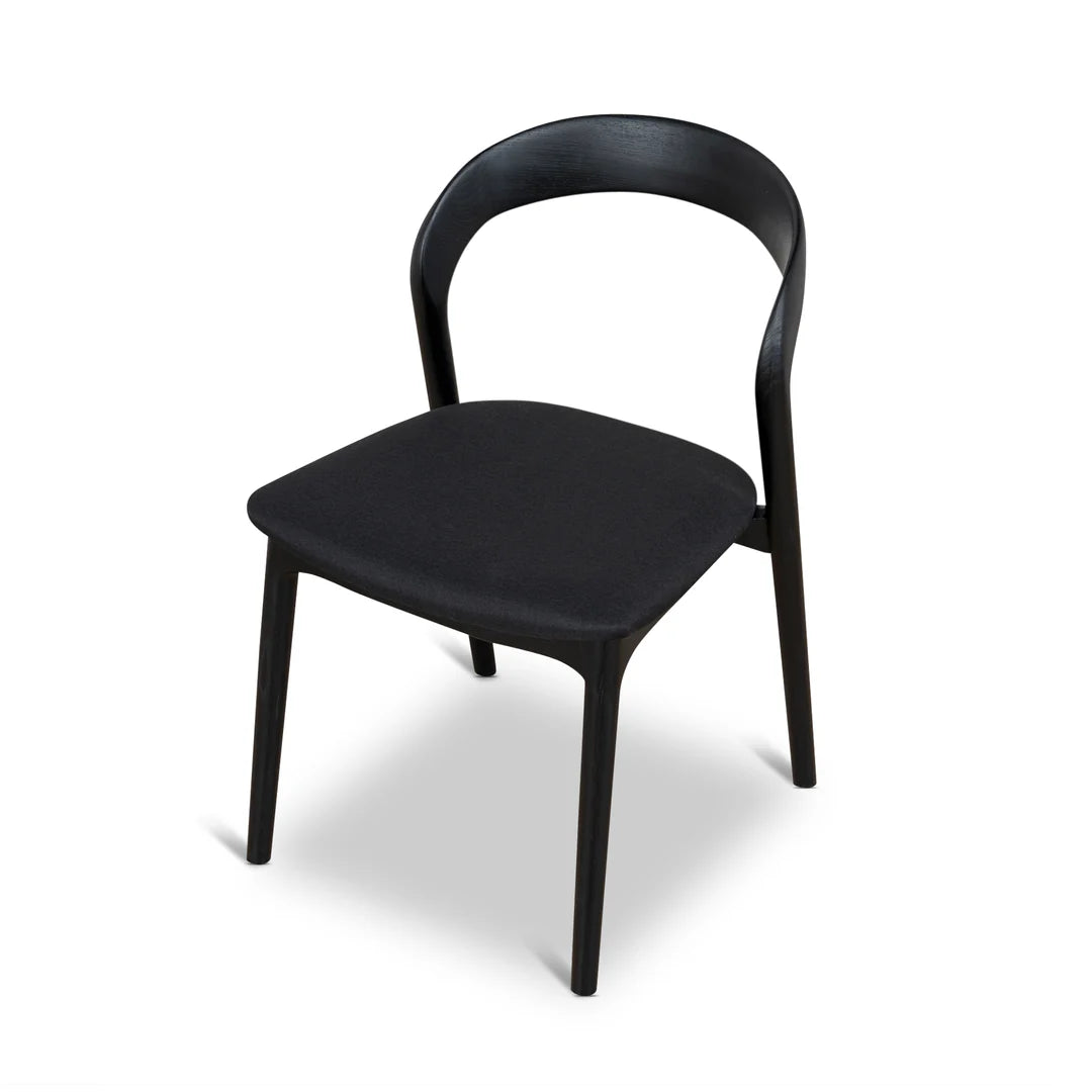 Maine | Coastal Scandinavian Style Fabric PU Leather Wooden Dining Chairs | Black