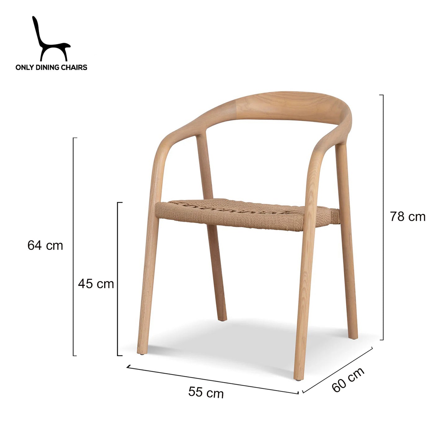 Maine | Coastal Scandinavian Style Fabric Wooden Dining Chairs With Arms | Set Of 2 | Natural Rattan