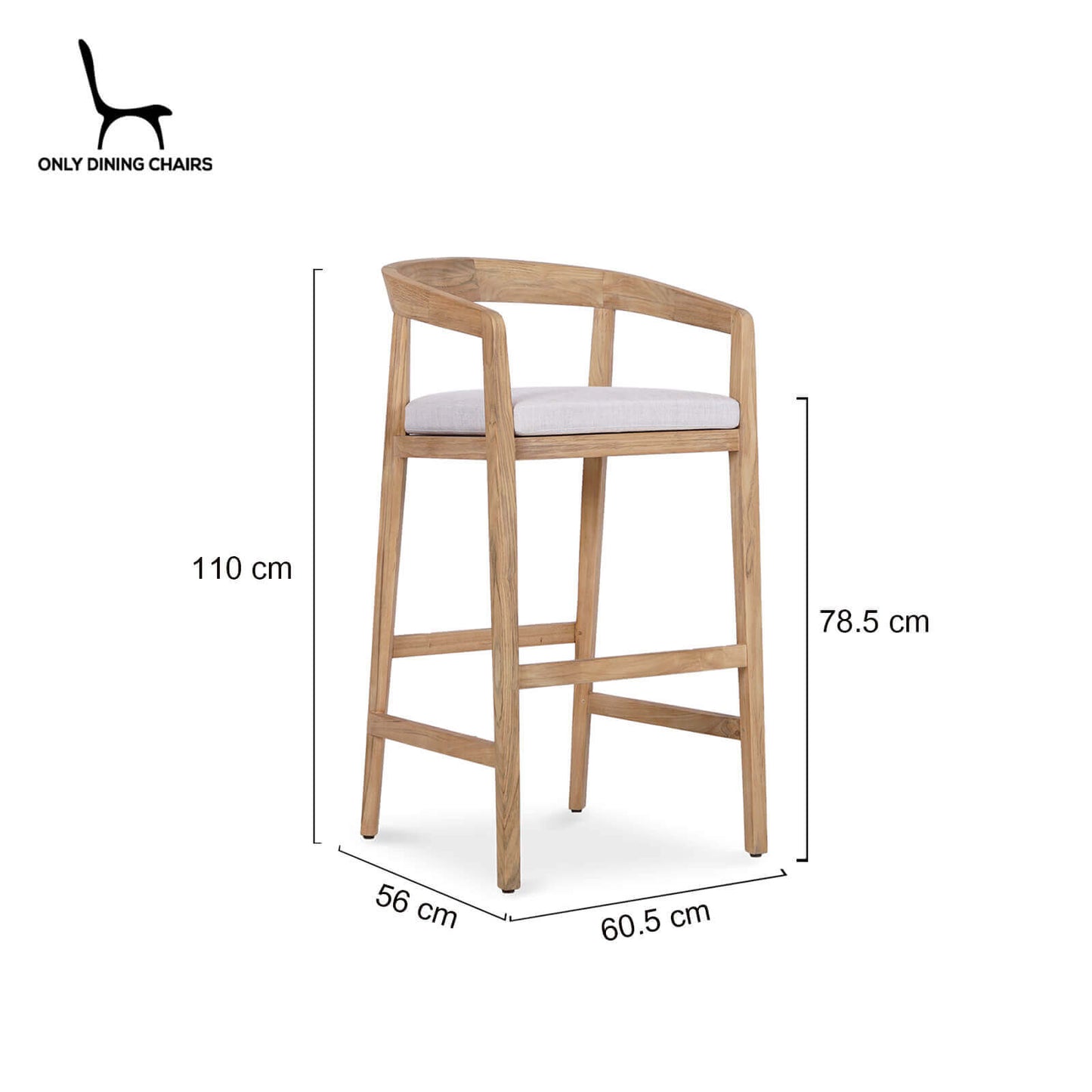 Mandurah | Coastal Natural Teak Indoor Outdoor Wooden Bar Stools | 78cm