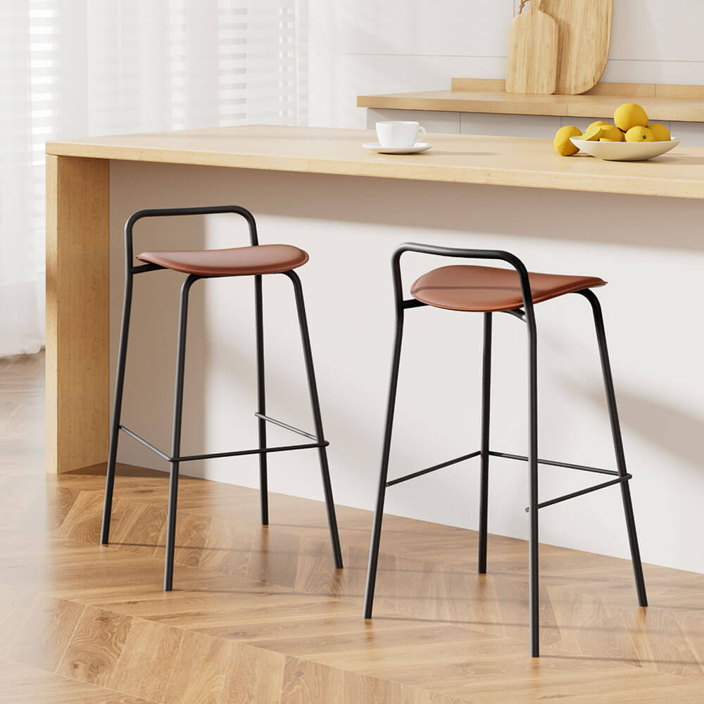 Industrial Metal Wooden 75cm Brown Bar Stools
