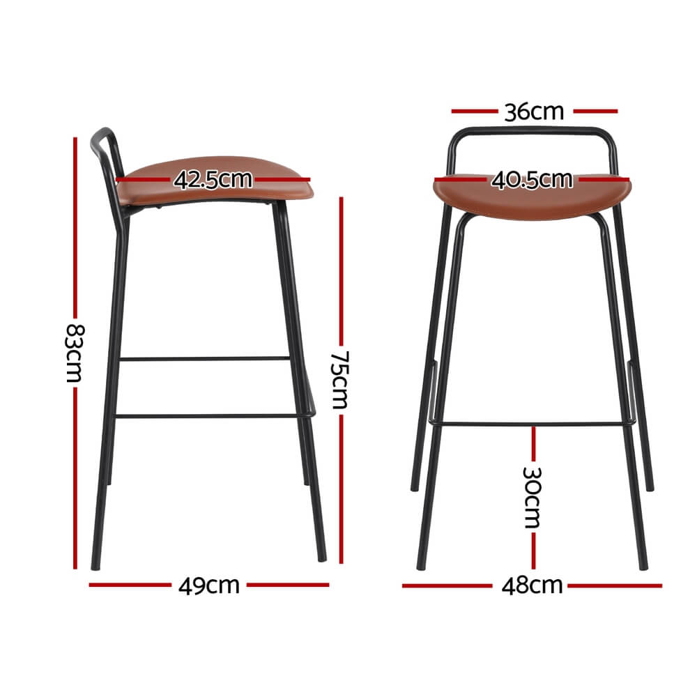 Industrial Metal Wooden 75cm Brown Bar Stools