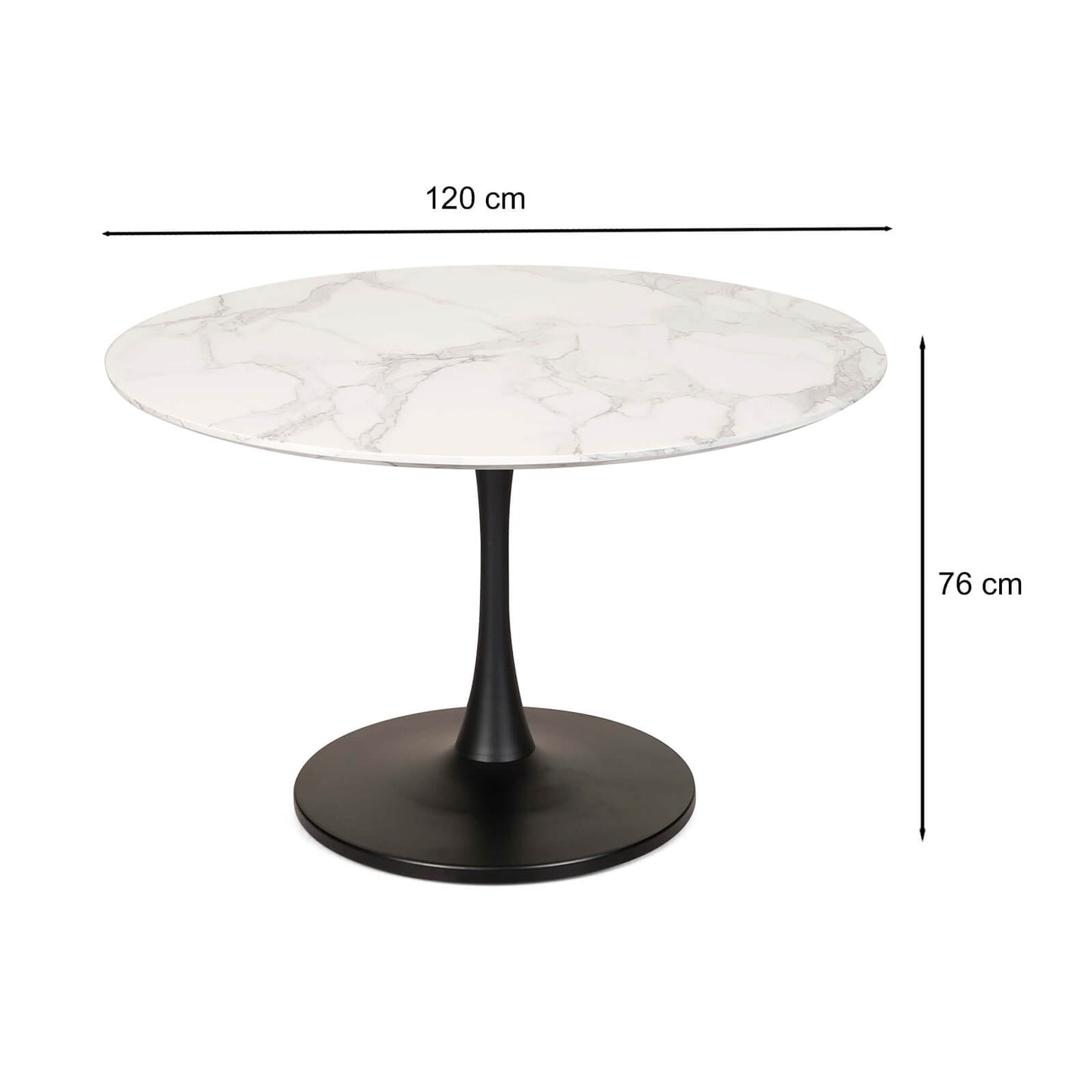 Mansfield | Marble Effect Modern Tulip Design White Round Dining Table