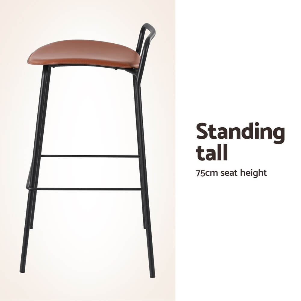 Industrial Metal Wooden 75cm Brown Bar Stools