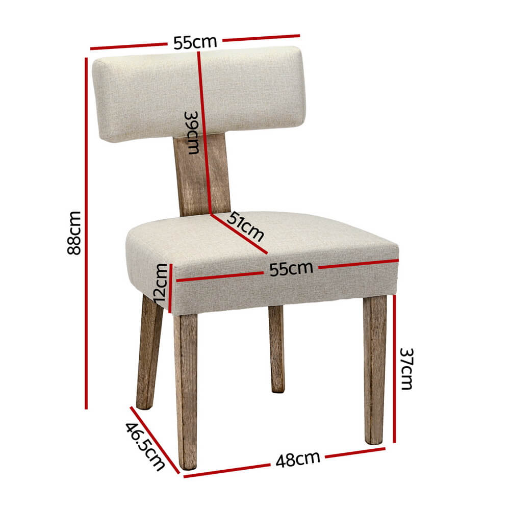 Mapleton | Modern Beige Fabric Wooden Dining Chairs | Set of 2