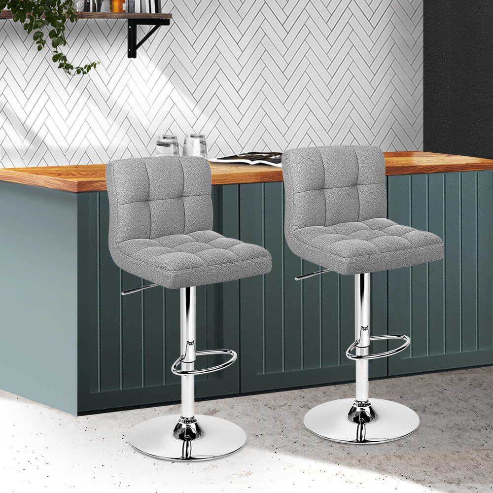 Marsden | Contemporary Swivel Fabric PU Leather Bar Stools | Set Of 2