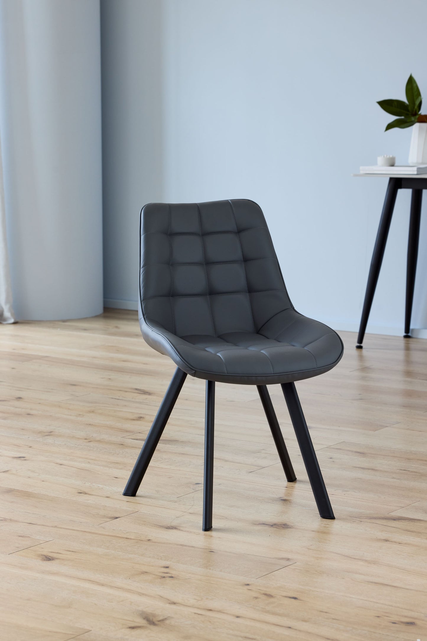 Maverick | Modern Black Dark Grey PU Leather Dining Chairs | Set Of 2 | Dark Grey