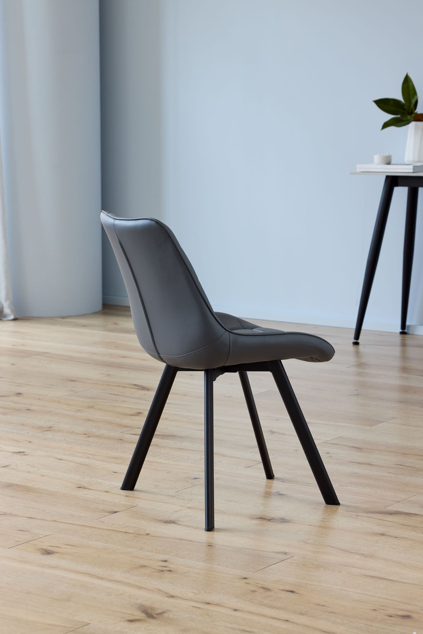 Maverick | Modern Black Dark Grey PU Leather Dining Chairs | Set Of 2 | Dark Grey