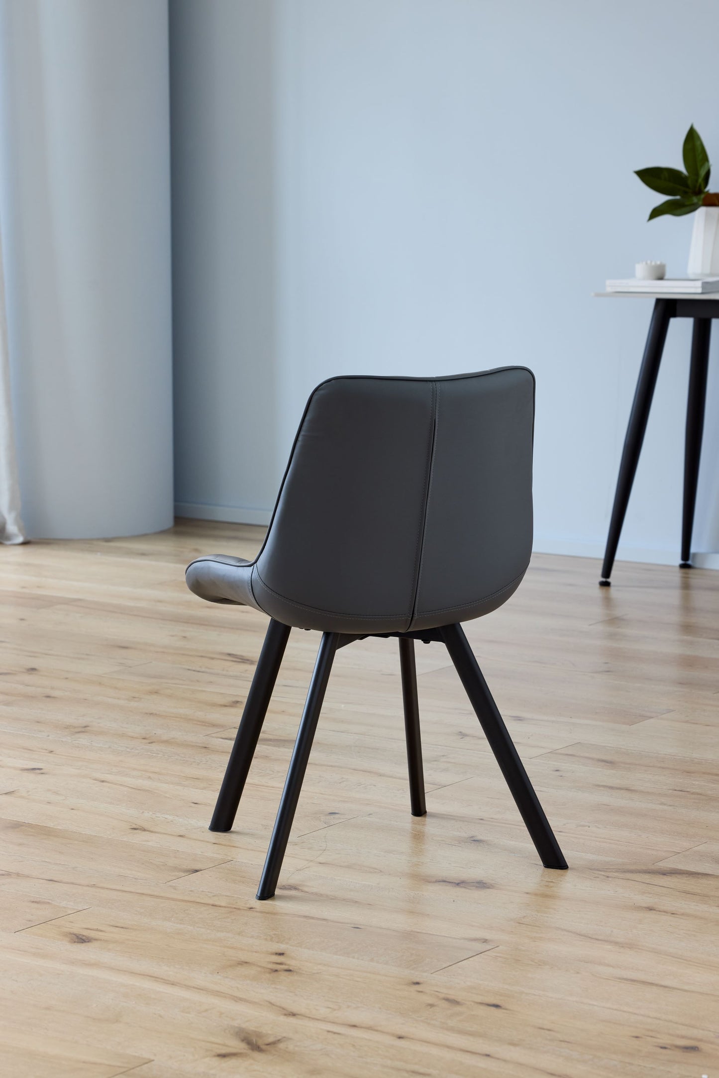 Maverick | Modern Black Dark Grey PU Leather Dining Chairs | Set Of 2 | Dark Grey